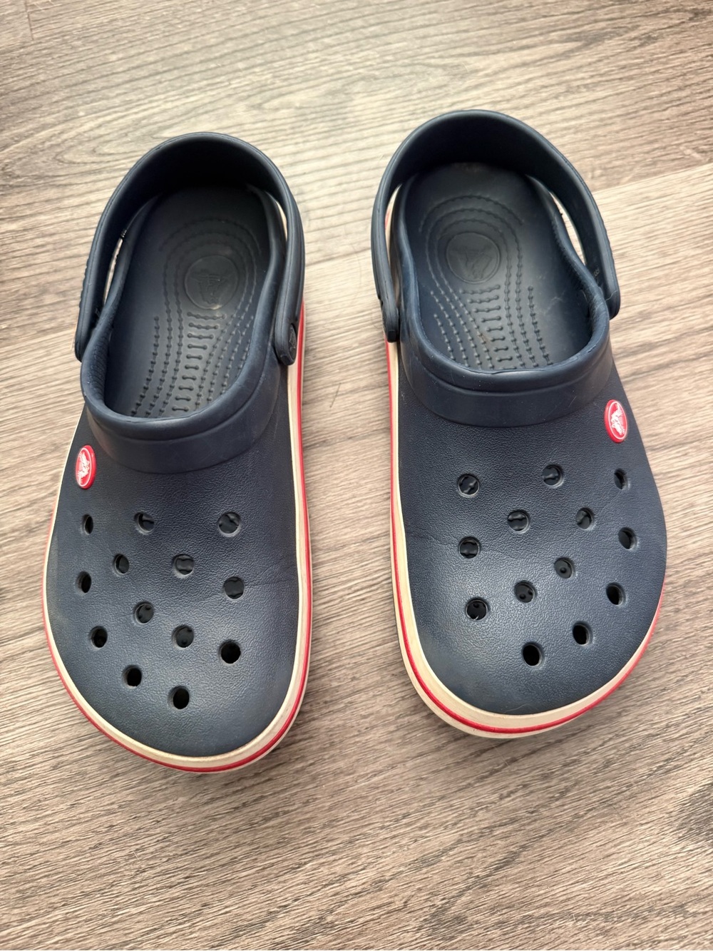 CROCS Kids Navy Clog with Red and Cream Trim